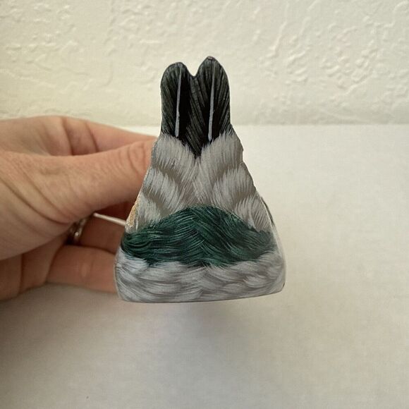 Wooden Duck Decoy Mallard Hand Carved Painted Small Shelf Sitter Art 5" - Picture 5 of 9